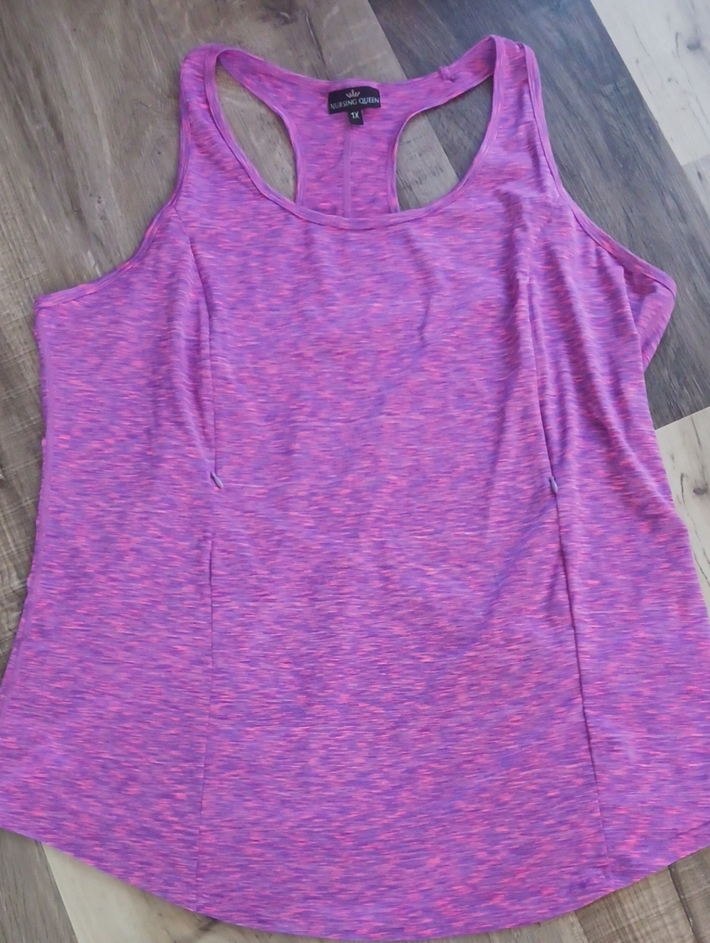 Nursing Queen Heathered Pink/ Purple Racerback Zip Nursing Tank